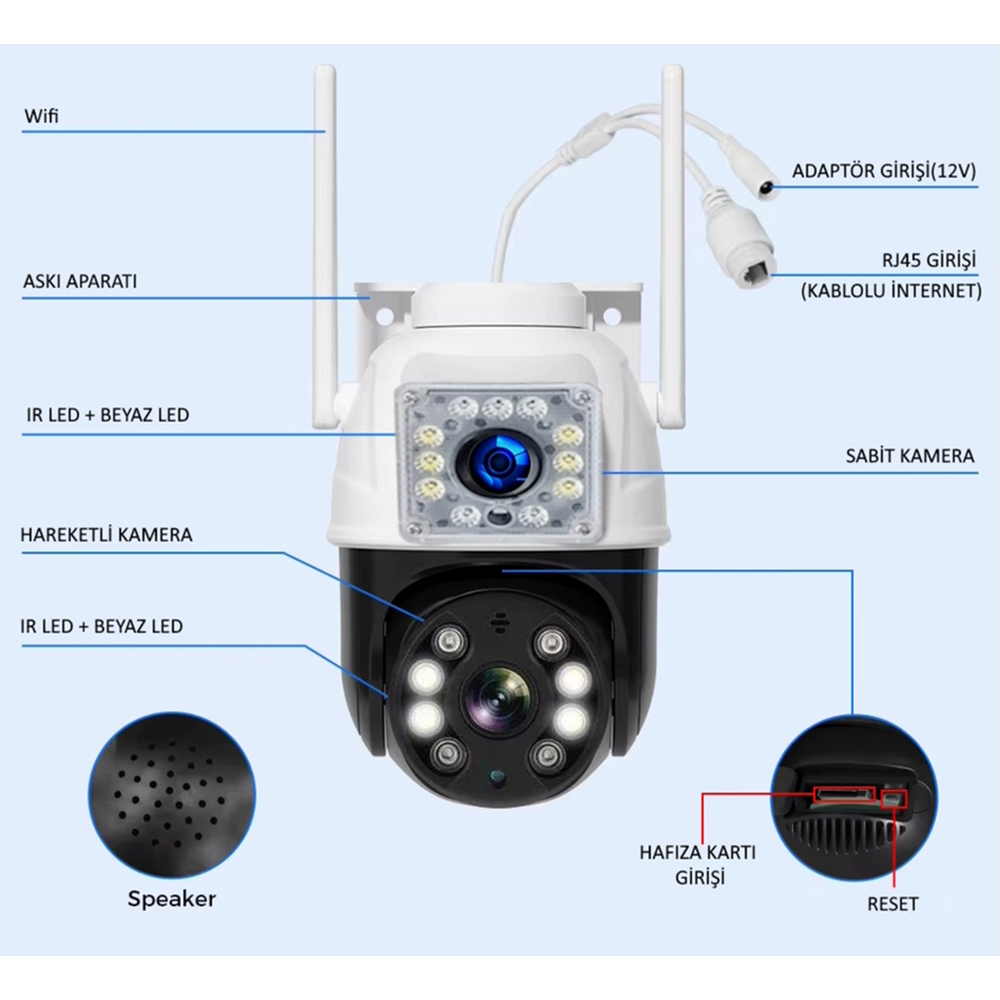 O-KAM-3012 PRO SMART WİFİ 3MP+3MP KAMERA