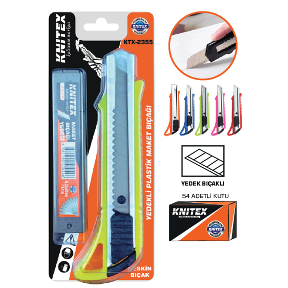 KINETEX C-7 MAKET BIÇAĞI RENKLİ YEDEKLİ(10 )KTX-2355