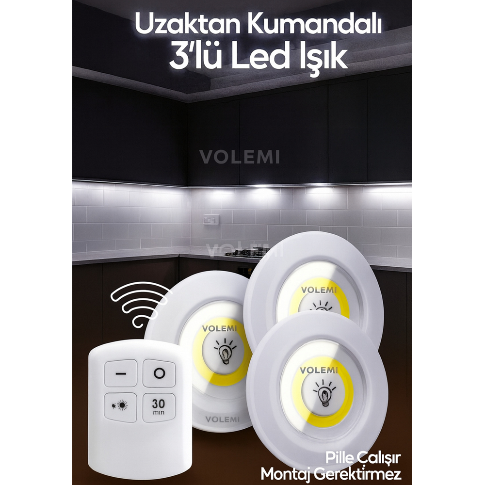 VOLEMİ LED IŞIK UZAKTAN KUMANDALI KONTROL SET OF 3 V-3+1