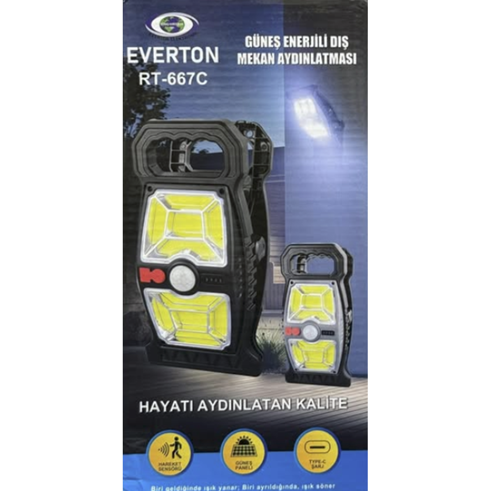 EVERTON RT-667C GÜNEŞ ENERJİLİ DIŞ MEKAN AYDINLATMASI