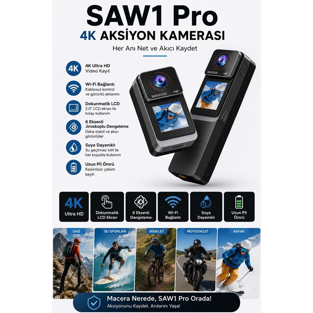 SAW 1 PRO 4 K AKSİYON KAMERASI