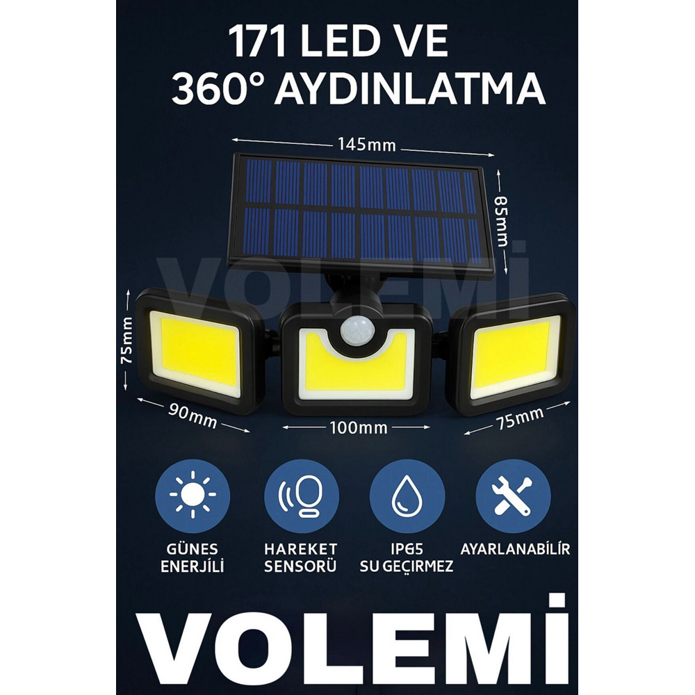 VOLEMİ SOLAR SECURİTY LİGHT V-023
