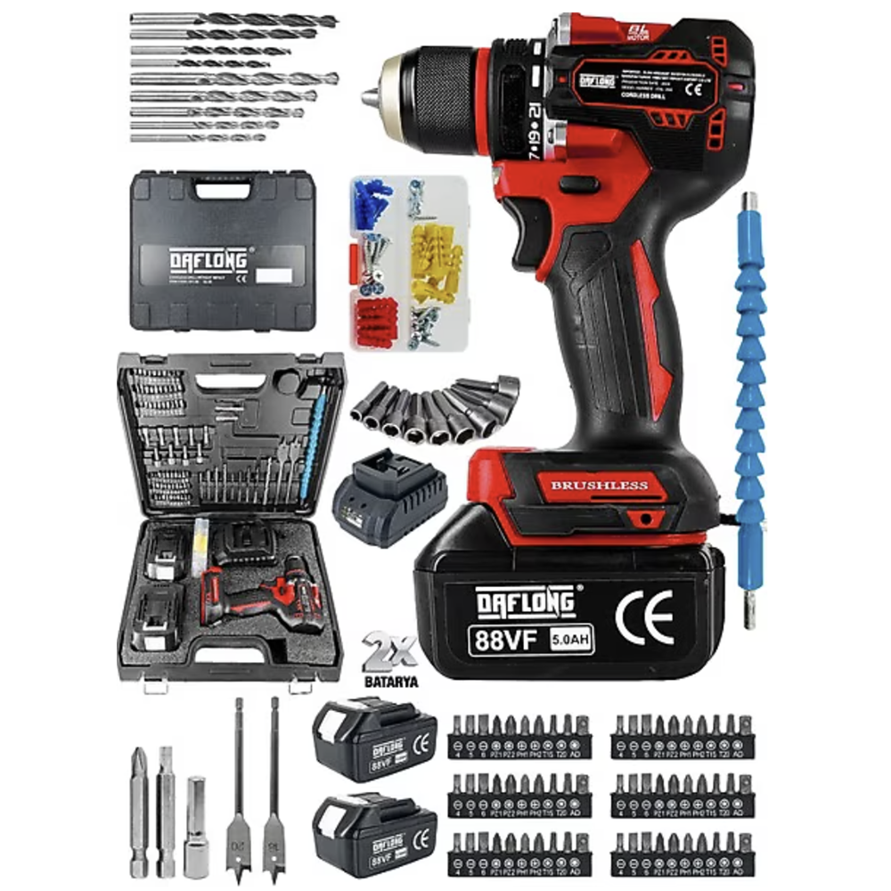DAFLONG 10 PİLLİ 10MM DARBELİ MATKAP STK58 KÖMÜRSÜZ