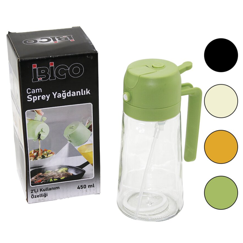 İBİCO İ22-169 2İN1 SPREYLİ & AKITMALI CAM YAĞDANLIK 450ML KİLİTLİ KAPAKLI & SÜRAHİ MODELİ