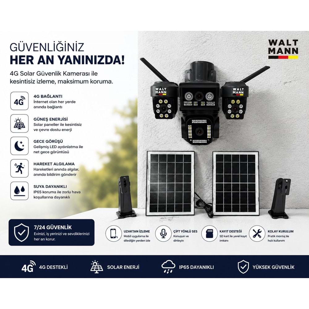 WALTMANN WM-704G SOLAR GÜVENLİK KAMERASI