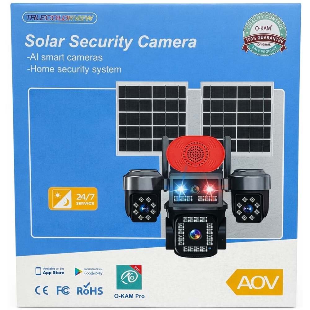 O-KAM ÇİFT GÜNEŞ PANELLİ AOV SOLAR GÜVENLİK KAMERASI OK-337