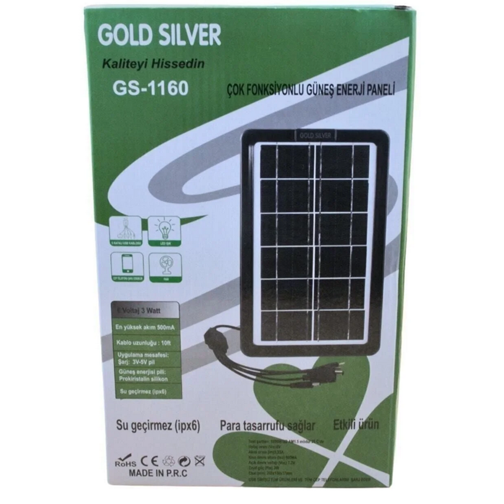 GOLD SILVER GS-1160 GÜNEŞ PANELİ ÇOK FONKSİYONLU