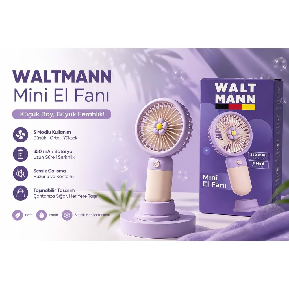 WALTMANN MKC-01 MİNİ EL FANI MOR