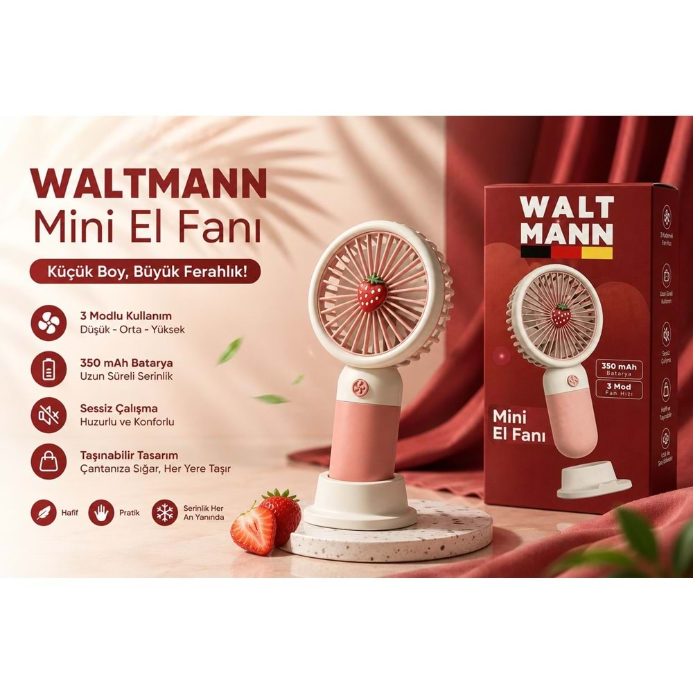 WALTMANN MKC-02 MİNİ EL FANI KIRMIZI