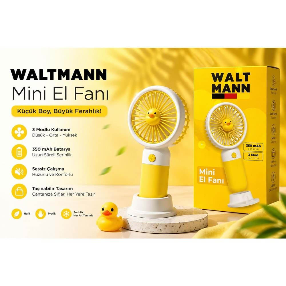 WALTMANN MKC-03 MİNİ EL FANI SARI