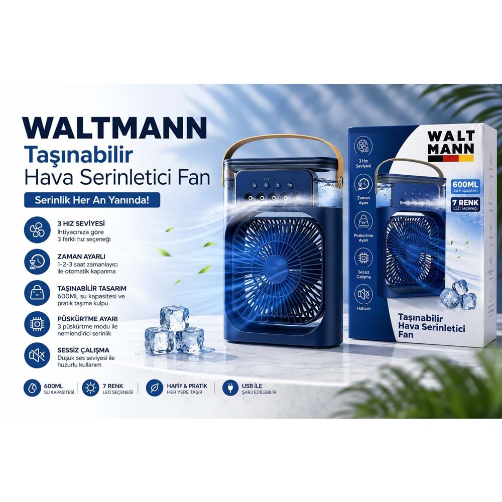 WALTMANN MKC-08 TAKINABİLİR BUZLU FAN