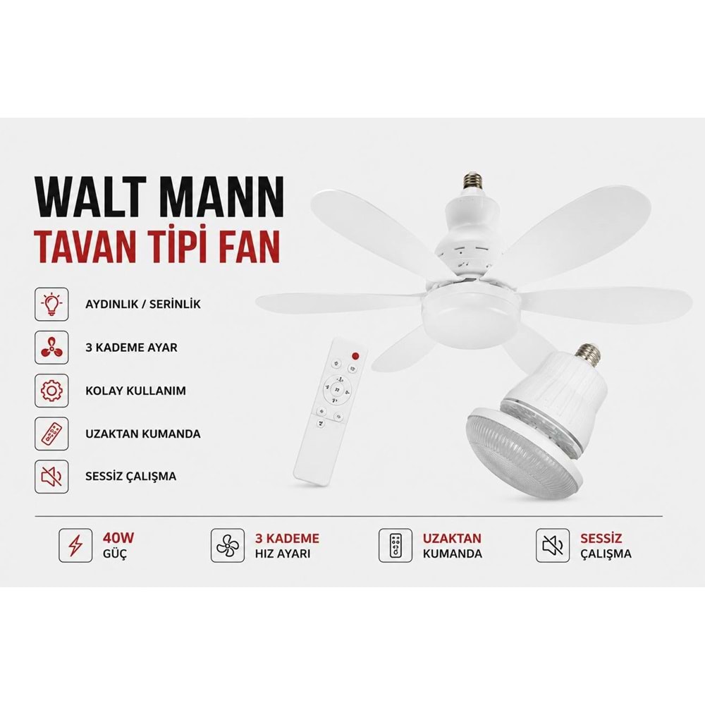 WALTMANN MKC-15 IŞIKLI TAVAN VANTİLATÖRÜ