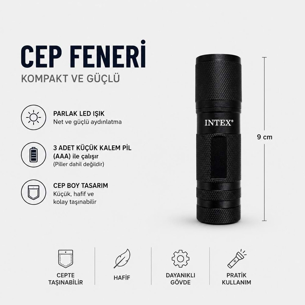 PANTHER INTEX IN-18 PİLLE ÇALIŞAN EL FENERİ