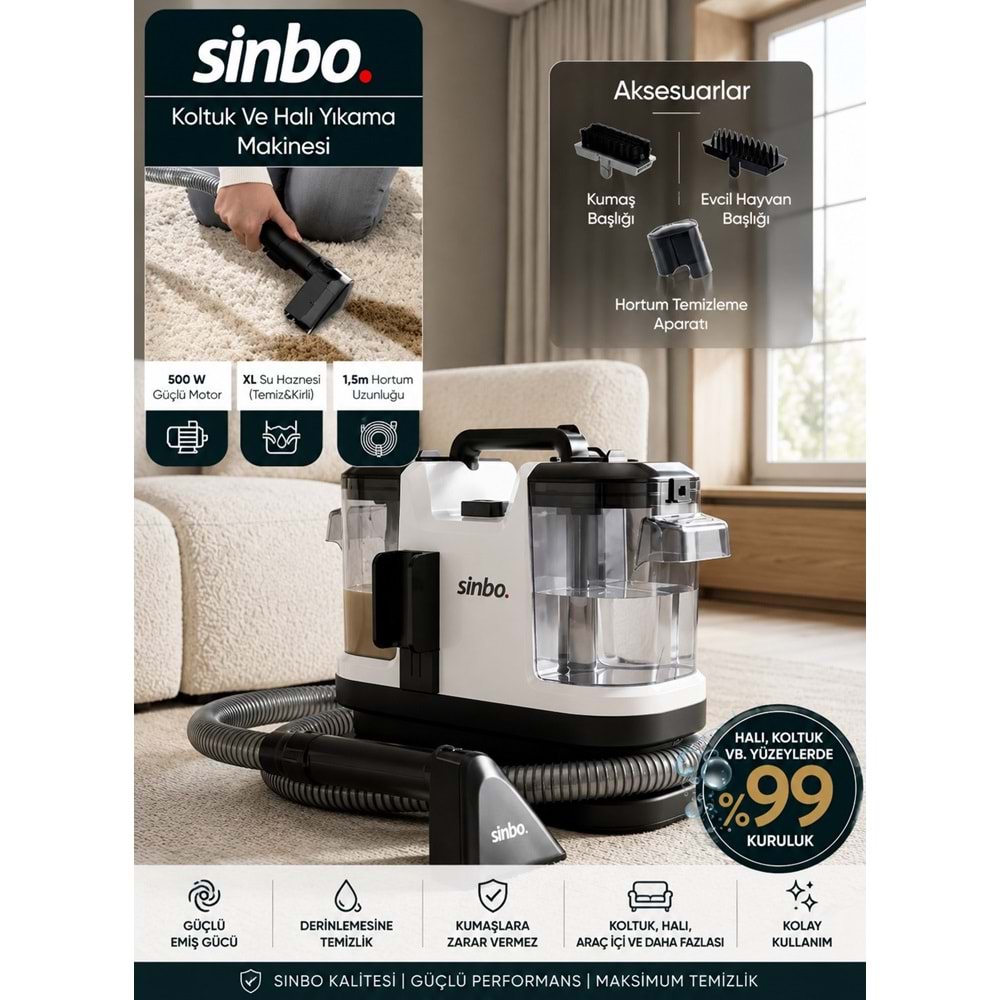 SİNBO SCC-7605 KOLTUK VE HALI YIKAMA MAKİNASI