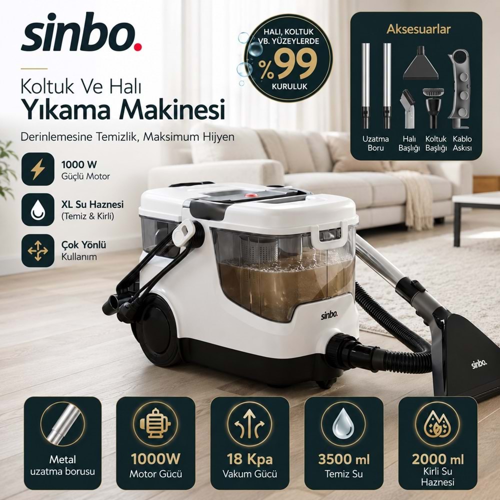SİNBO SCC-7609 KOLTUK VE HALI YIKAMA MAKİNASI
