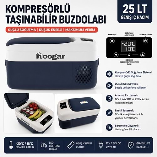 HOOGAR PORTABLE CAR FRİDGE EB25 21LT