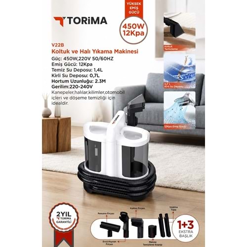 TORİMA CARPET CLEANER 1+3 EXTRA BRUSH V22B