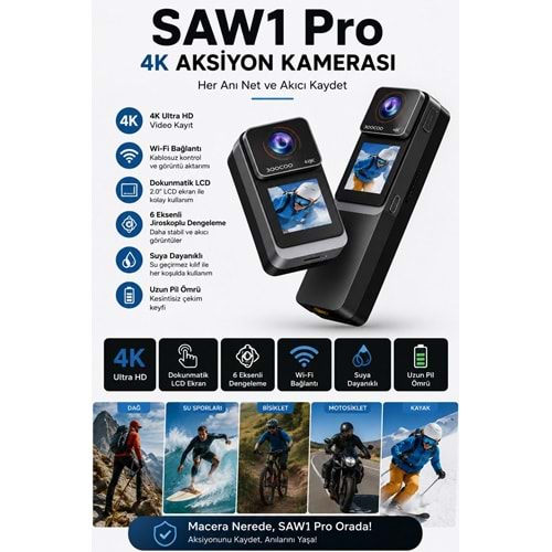 SAW 1 PRO 4 K AKSİYON KAMERASI