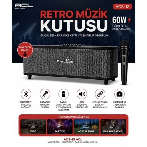 ACS-18 60W RETRO MUSİC BOX BT SPEAKER