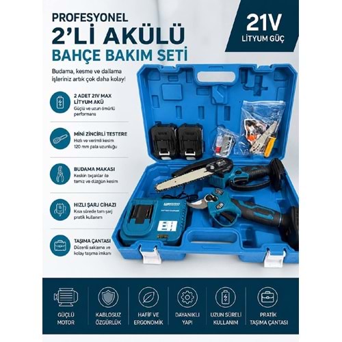 KİMMEER PLUS 2 Lİ SET KM0024M MAVİ MAKAS+TESTERE