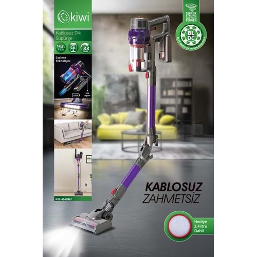 KİWİ KABLOSUZ DİK SÜPÜRGE KVC-4040BLF