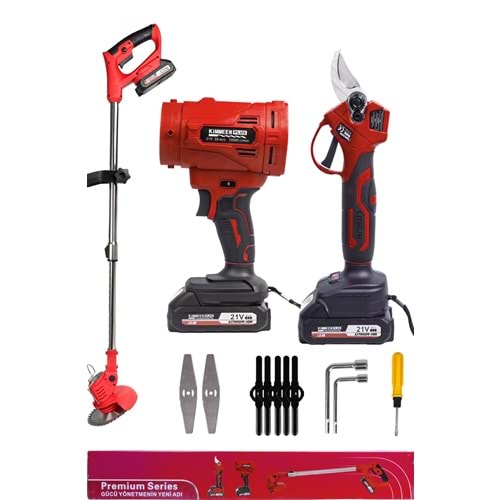 KİMMEER PLUS KM077M 3LÜ BAHÇE SETİ (TIRPAN+MAKAS+HAVA ÜFLEME)