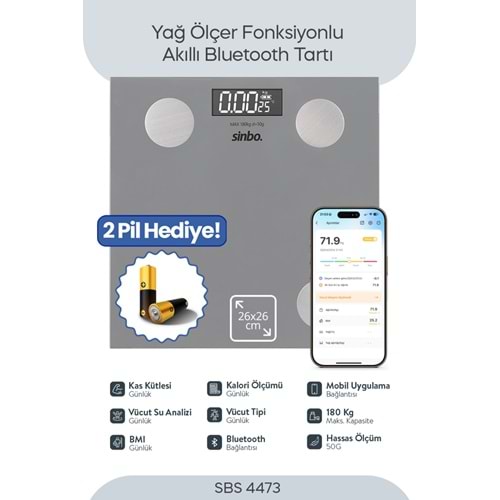 SİNBO SBS-4473 YAĞ ÖLÇER AKILLI BASKÜL