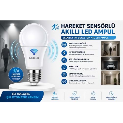 LEDOLET 9W SENSÖRLÜ LED AMPÜL