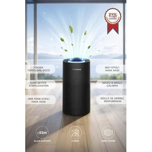 TORIMA AKILLI HAVA TEMİZLEYİCİ HEPA FİLTRELİ 55M² ALAN KAPSAMLI TAP-500 PRO