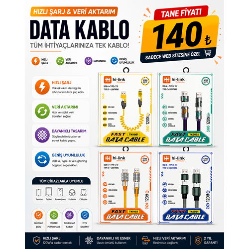 Hİ-LİNK TK0004 4IN1 ŞARJ KABLOSU