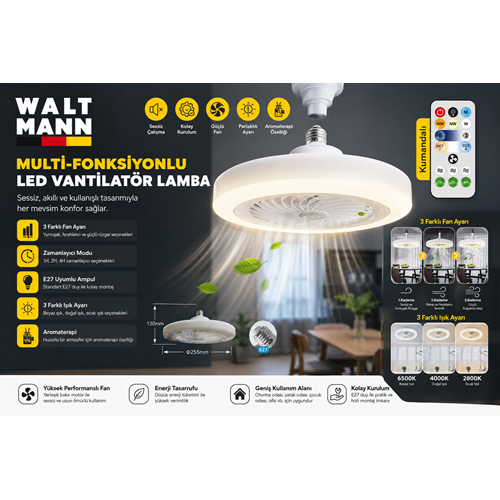 WALTMANN MKC-10 LED VANTİLATÖR LAMBA