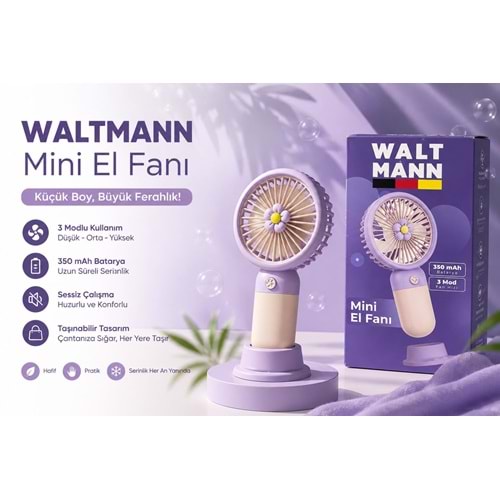 WALTMANN MKC-01 MİNİ EL FANI MOR
