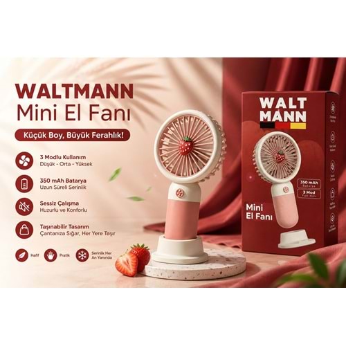 WALTMANN MKC-02 MİNİ EL FANI KIRMIZI
