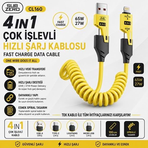 SUBZERO CL160 4İN1 SPİRAL KABLO