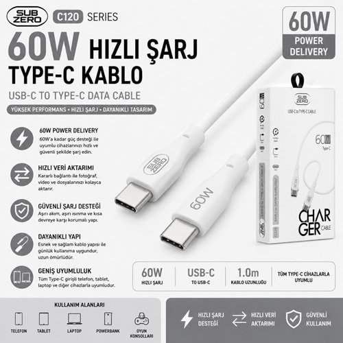 SUBZERO CL120 60W TYPE-C KABLO