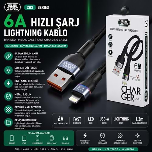 SUBZERO CL83 6A LIGHTNING IŞIKLI KABLO