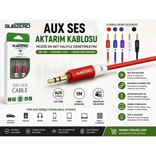 SUBZERO AX35 K.AUX 1 METRE KABLO