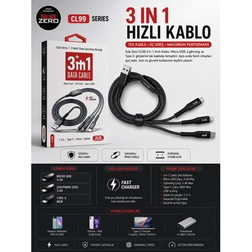 SUBZERO CL99 3İN1 KABLO