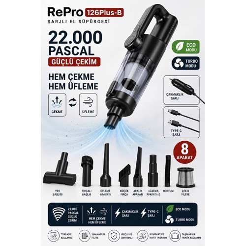 REALPRO RP-126PLUS-B VACUUM CLEANER 22000PA