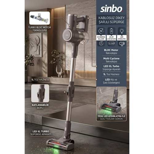 SİNBO SVC-8642 KABLOSUZ DİKEY ŞARJLI SÜPÜRGE