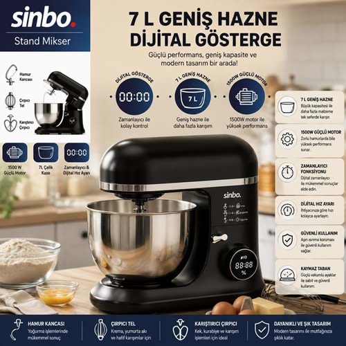 SİNBO SMX-2773 STANDLI MİKSER SİYAH