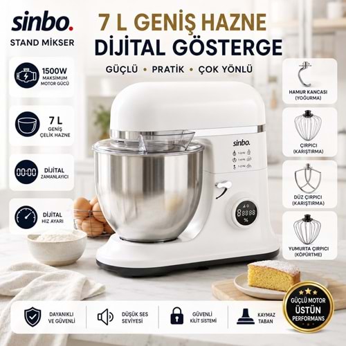 SİNBO SMX-2773 STANDLI MİKSER BEYAZ