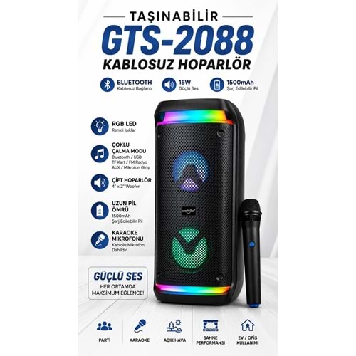 TORİMA GTS-2088 KARAOKE BLACK SPEAKER